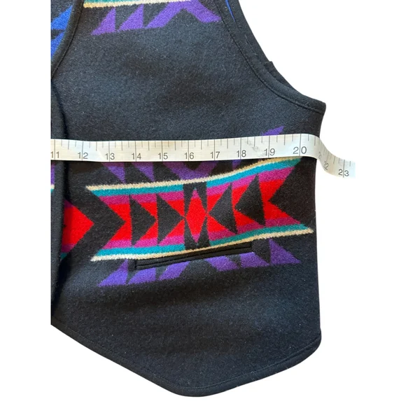 Vintage Knockabouts Pendleton Aztec Wool Vest Women's Sz Large Black Multicolor - Picture 10 of 11
